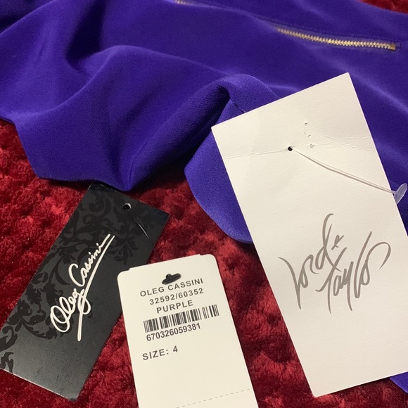 Oleg Cassini sleeveless pencil dress purple in color size 4 - Picture 8 of 8